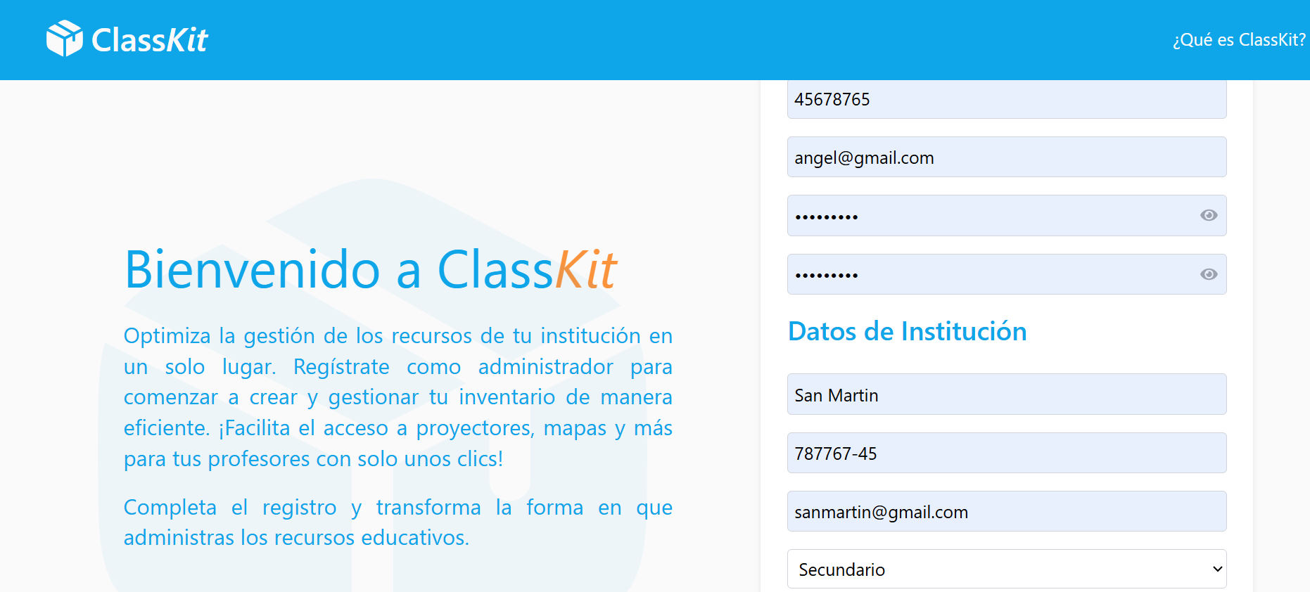 ClassKit - Gestión de Recursos Tecnológicos Educativos